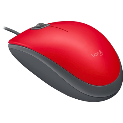 Logitech M110 Silent Corded Mouse - Red - 3