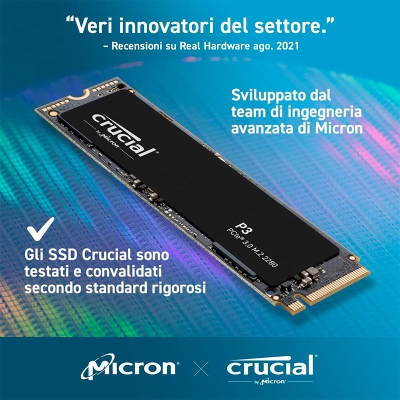 Crucial P3 M.2 2280 SSD, NVMe, PCIe 3x4 - 500 GB - 6