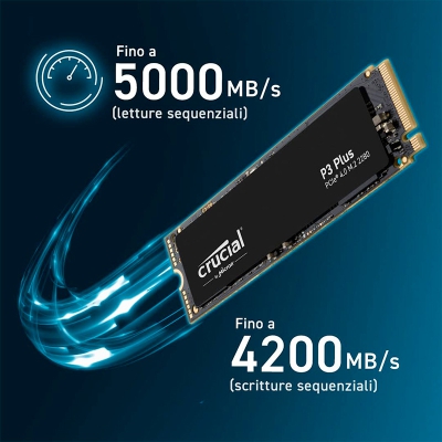Crucial P3 PLUS M.2 2280 SSD, NVMe, PCIe 4x4 - 500 GB - 4