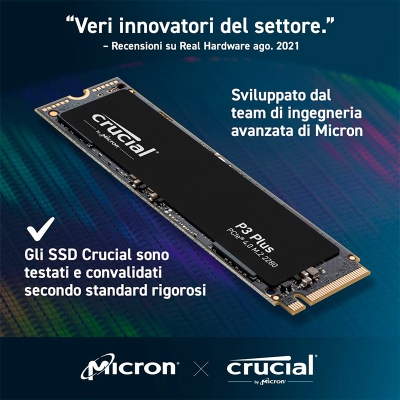 Crucial P3 PLUS M.2 2280 SSD, NVMe, PCIe 4x4 - 500 GB - 3