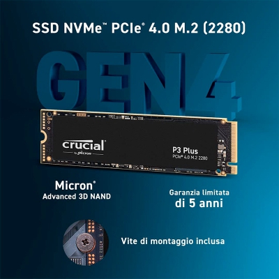 Crucial P3 PLUS M.2 2280 SSD, NVMe, PCIe 4x4 - 500 GB - 6