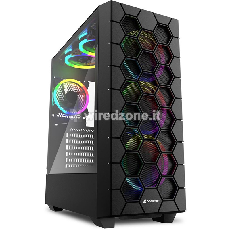 Sharkoon RGB Hex Mid-Tower Side-Glass - Black - 1
