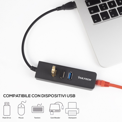 Vultech HUB USB 3.0 Multiport adapter + RJ45 Gigabit - 5