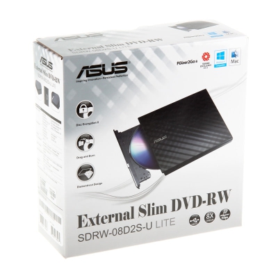 ASUS SDRW-08D2S-U Lite, External Slim DVD-RW - Black - 5