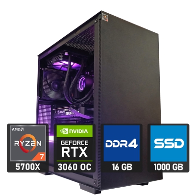 DeepX60 Gaming, R7-5700X, RTX 3060 8GB, 16GB DDR4, 1TB SSD, W11 Pro - 1