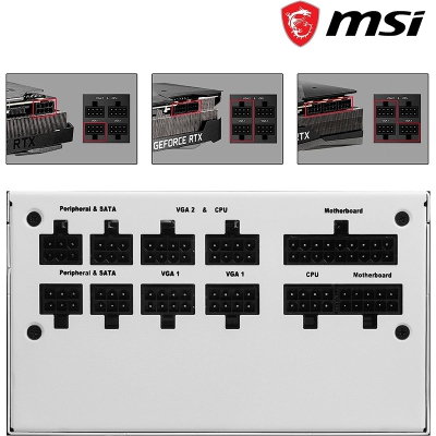 MSI MPG A750GF White, 80 PLUS Gold, Full-Modular - 750 Watt - 5