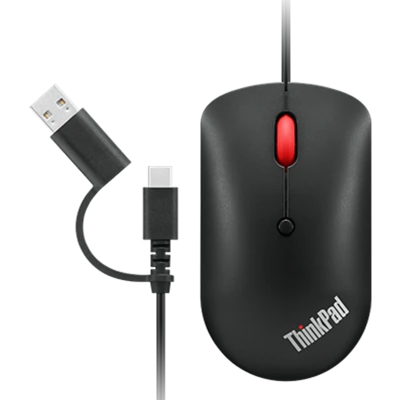 Lenovo ThinkPad USB-C Wired Compact Mouse - Black - 6