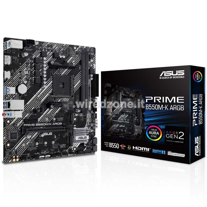 ASUS Prime B550M-K ARGB DDR4, AMD B550 Mainboard Socket AM4