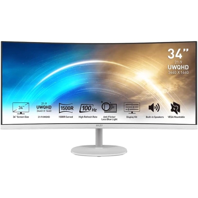 MSI Pro MP341CQW Curved, 86,4 cm (34"), 100Hz, UWQHD, VA - DP, HDMI