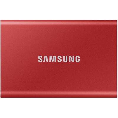 Samsung Portable T7 Red SSD, USB-C 3.2 Gen2, NVMe, Small - 500 GB