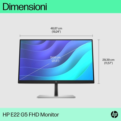 HP E22 G5, 54,6 cm (21,5"), 75Hz, FHD, IPS - DP, HDMI