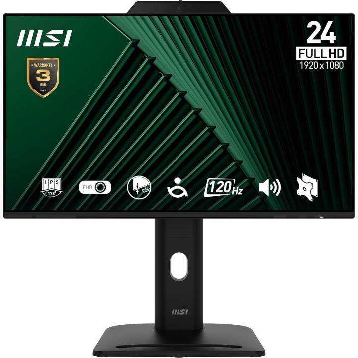 MSI Pro MP242PMG, 23,8", IPS, FHD, 120Hz, Webcam, Pivot, VGA, DP, HDMI
