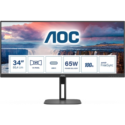 AOC V5 U34V5C/BK, 86,4 cm (34"), 100Hz, WQHD, VA - USB-C, DP, HDMI