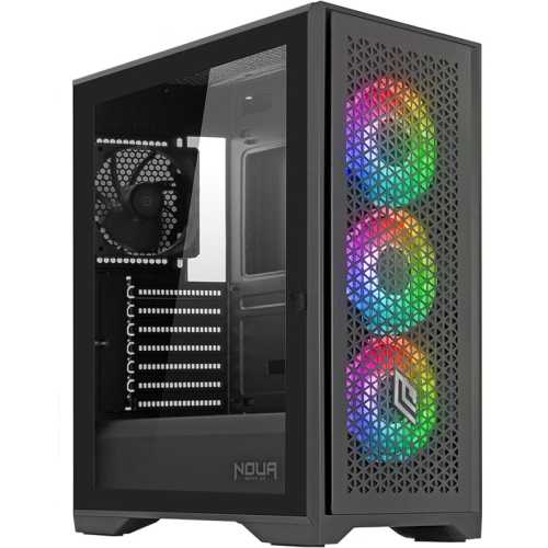 Noua Utopia F502 Mid-Tower, 3xFans ARGB + 1xFan PWM - Black