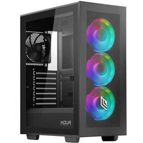 Noua Utopia F501 Mid-Tower, 3xFans ARGB + 1xFan PWM - Black