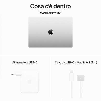 Apple MacBook Pro 16 Silver, M3 Max Chip, 41,1 cm (16.2"), 3.5K, Apple GPU Graphics, 48GB RAM, 1TB SSD, macOS