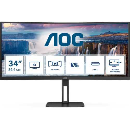 AOC V5 CU34V5C/BK Curved, 86,4 cm (34"), 100Hz, WQHD, VA - DP, HDMI