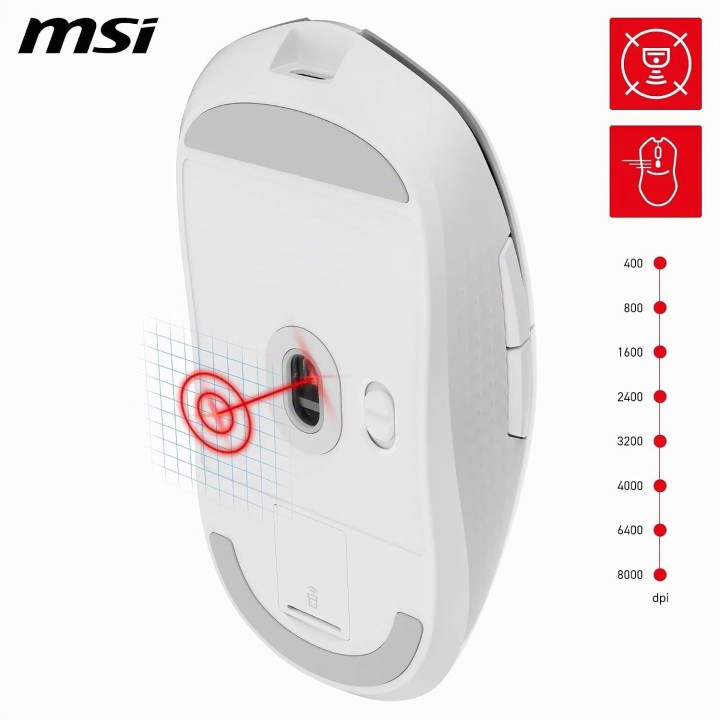 MSI Versa 300 Wireless, Mouse Gaming, White