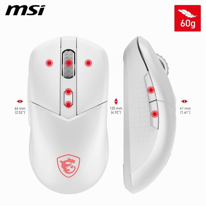 MSI Versa 300 Wireless, Mouse Gaming, White