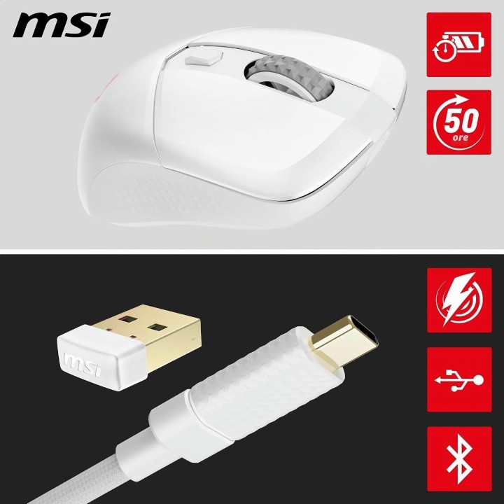 MSI Versa 300 Wireless, Mouse Gaming, White