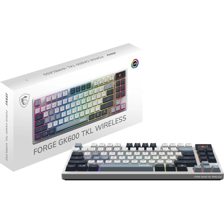 MSI Forge GK600 TKL Wireless SKY, Gaming Keyboard USB + Bluetooth, QWERTY IT