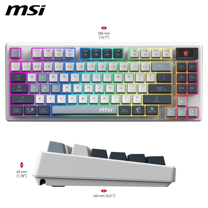 MSI Forge GK600 TKL Wireless SKY, Gaming Keyboard USB + Bluetooth, QWERTY IT