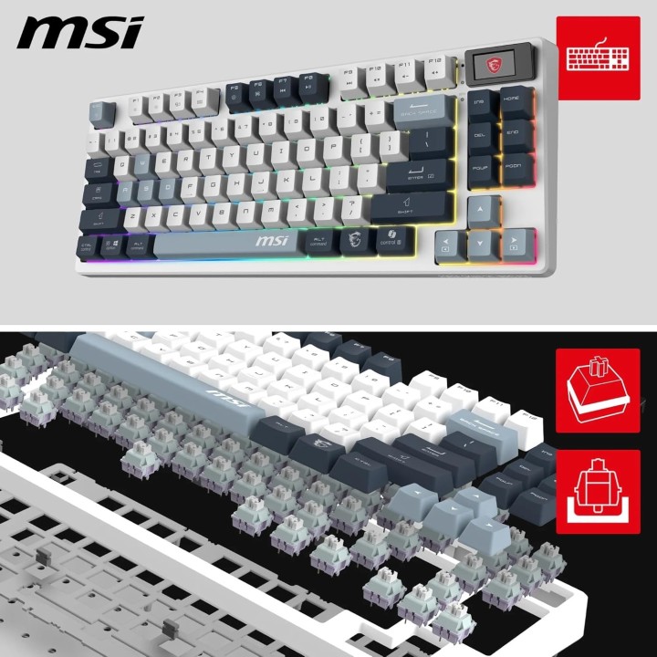 MSI Forge GK600 TKL Wireless SKY, Gaming Keyboard USB + Bluetooth, QWERTY IT