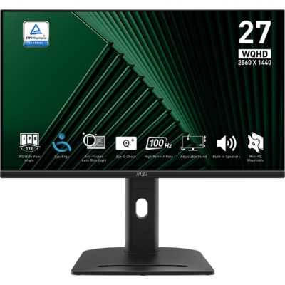 MSI Pro MP275QPG, 27", 100Hz, WQHD, IPS, Pivot - DP, HDMI